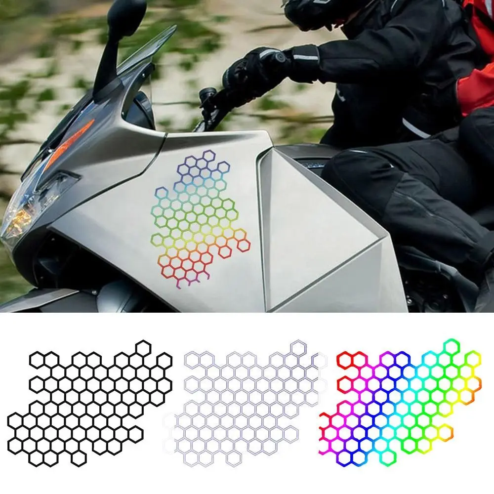 Decalques de favo de mel para modificação à prova d'água e poeira, adesivo decorativo para motocicleta, reflexão, ornamento de capacete