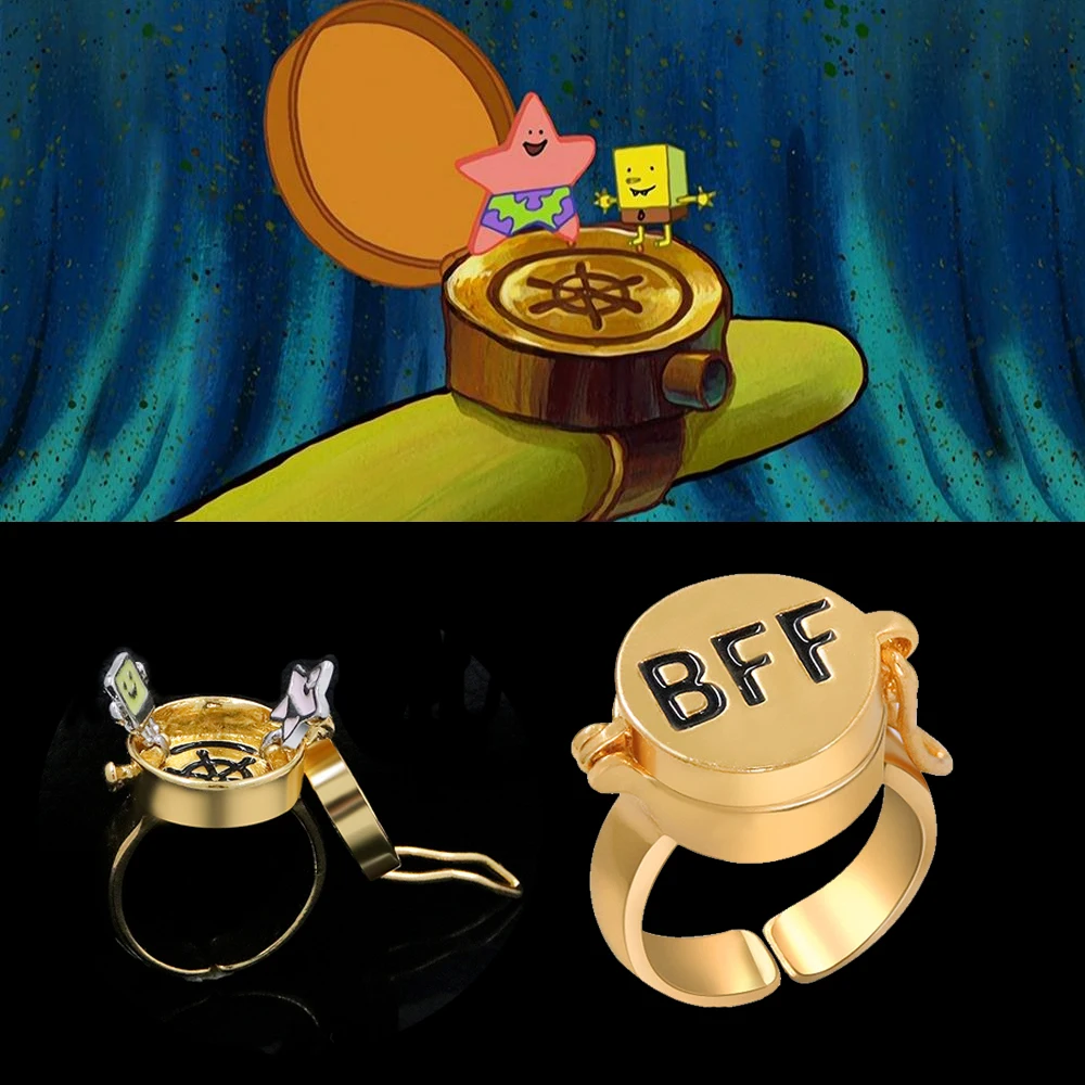 Anime BFF Best Friends Forever Ring Cute Friendship Opening Adjustable Finger Rings for Women Men Jewelry Gift