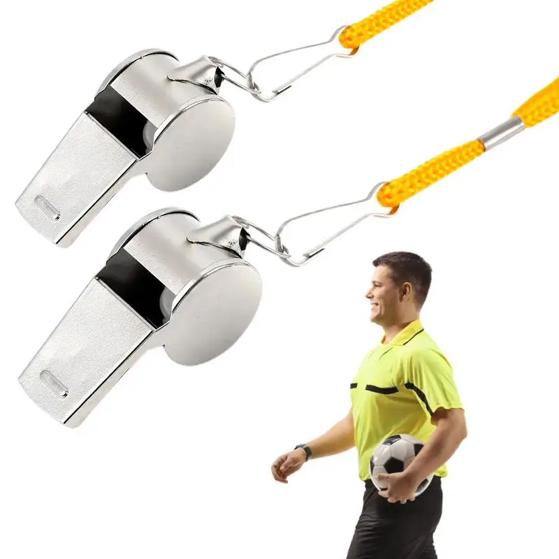 

Sports Whistle Coaching Whistle Soccer Whistle With Lanyard 2 PCS Professional Coaching Whistle With Loud Crisp Sound Metal