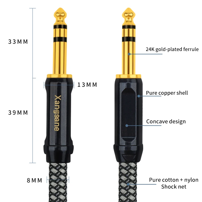 Hi-end 6.5mm Audio Cable for Amplifier CD Player Mixer Effetor Bass Guitar Line