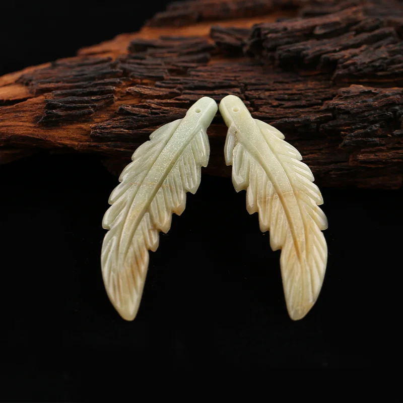 Beads for Jewelry Making Rainbow Jasper Carved Leaf Earring Bead,Handmade Jewelry Earrings Accessories For Women 35x8x3mm 2g