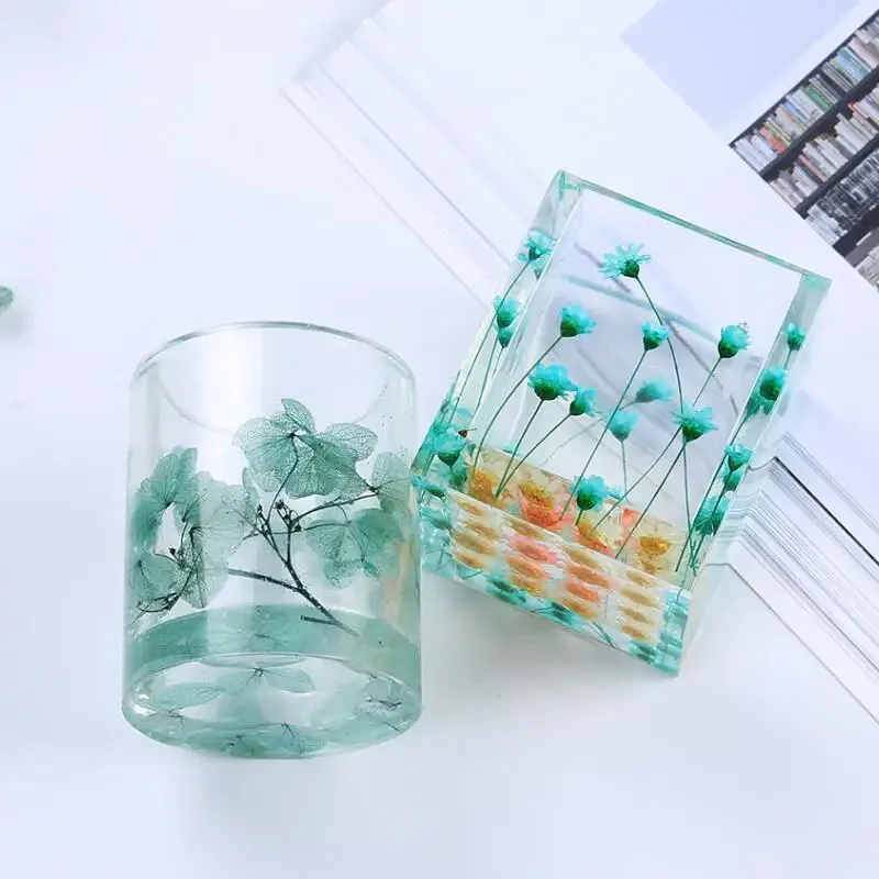 DIY Kerze Tasse Lagerung Stift Halter Silikon Form Zylindrischen Hohl Quadrat Kerze Form UV Harz Schmuck Form Handwerk Form