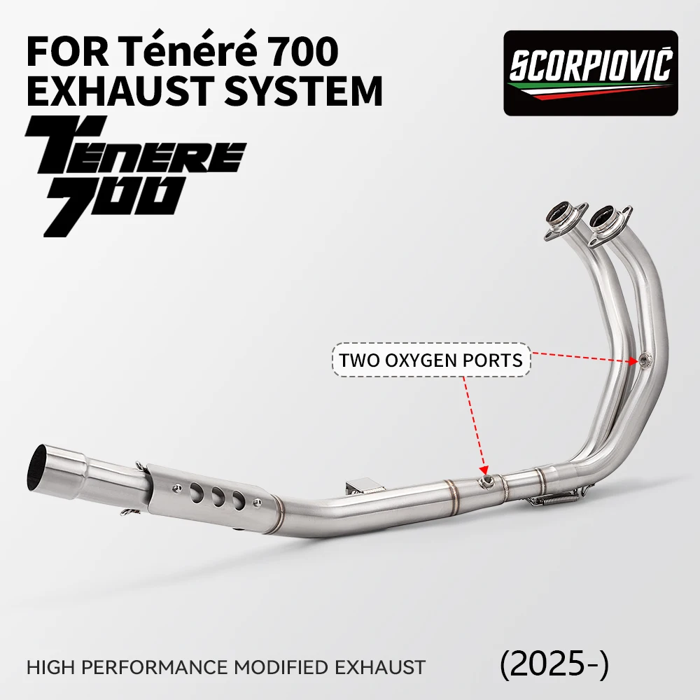 For TENERE 700 T700 2019-2025 Motorcycle Exhaust Modify Escape Front Link Pipe Compatible OE Muffler