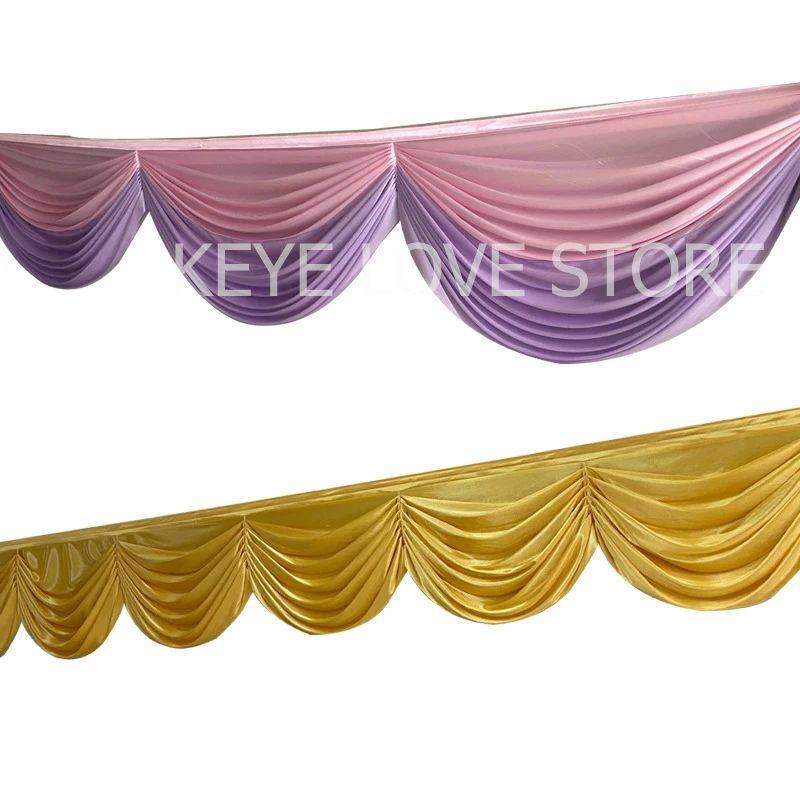 20FT/6M Ice Silk Swag Drape For Wedding Backdrop Curtain Stage Background Table Cloth Top Valances DIY Event Party Decoration