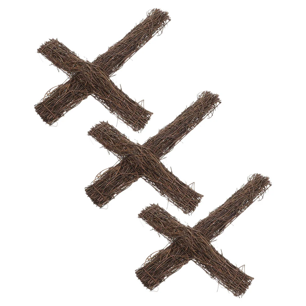 

Rattan Cross Woven Garden Decor Catholic Cross Ornament Christmas Craft Decoration