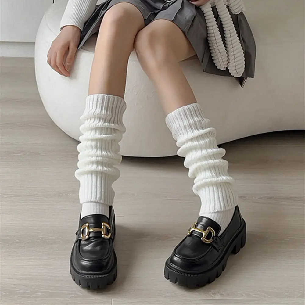 Uniform Japanese Leg JK Warmers Long Lolita Socks Korean Style Leggings Knitted Pile Up Knee Socks Y2K Foot Warming Cover