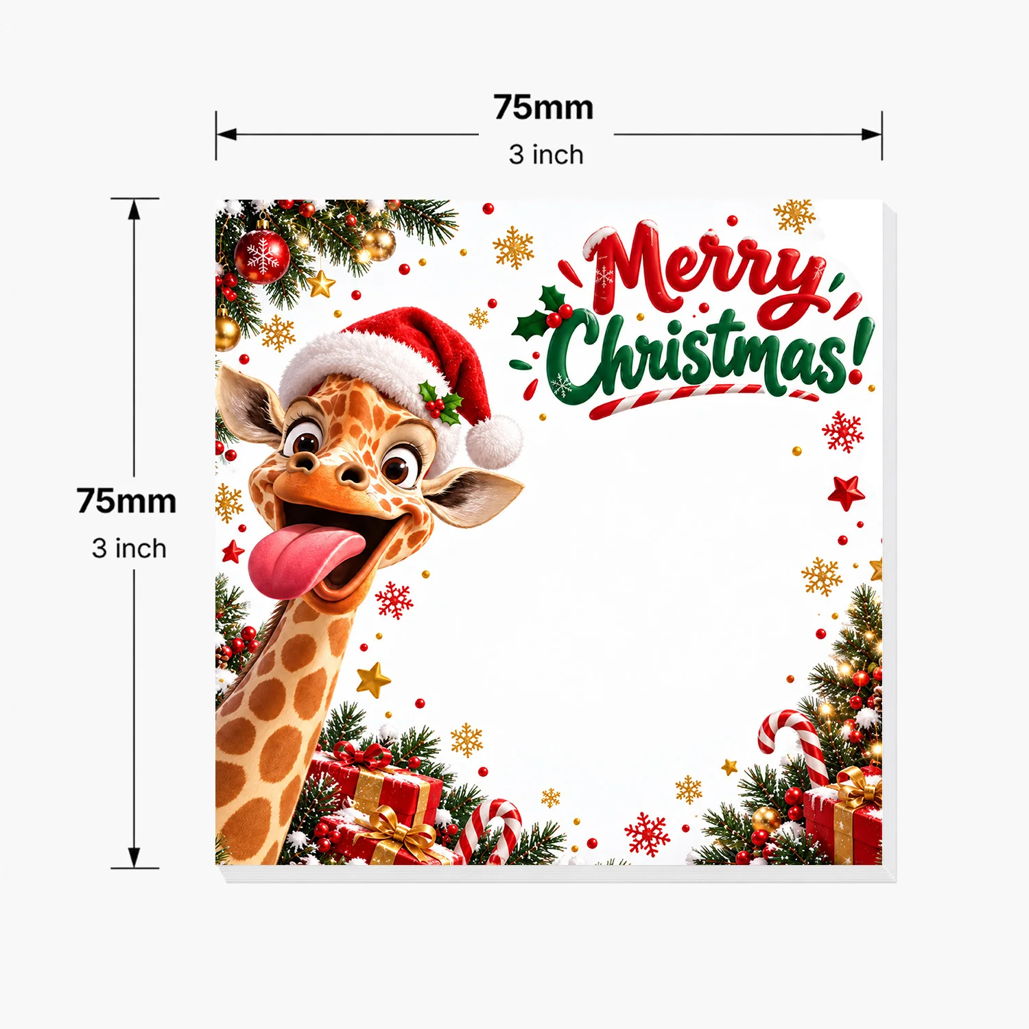 2PCS Christmas Giraffe Sticky Notes 100 Sheets Merry Christmas Cute Animal Memo Pads Holiday Office School Stationery