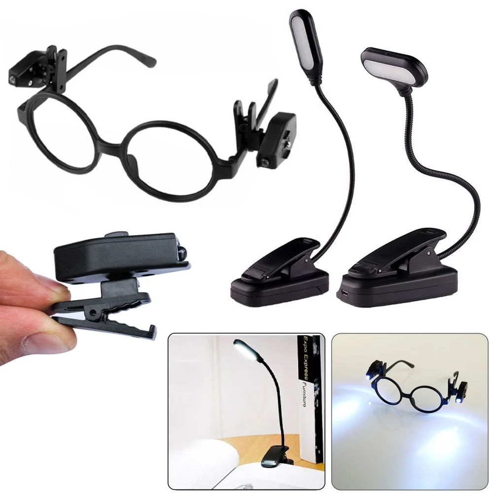 

5/3/2pairs Flexible Book Reading Lights Lamp Night Light For Eyeglass Tools Universal Portable Mini LED Eyeglass Clip On Book