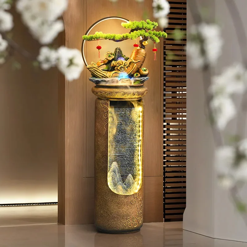FG-*Rockery flowing water makes money ornament floor water curtain landscape circulating water living room entrance feng shui wh