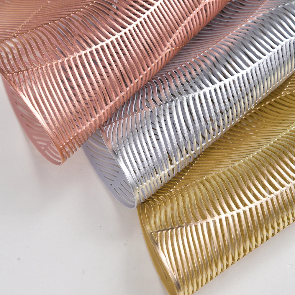 

1PC Home Party Wedding Christmas Decor Flower round Placemat PVC Heat Resistant Table Mat for Dining Table Decor