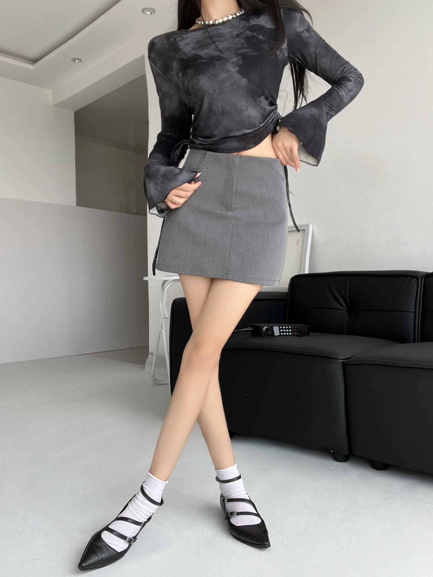 Retro amerykańska spódnica w kształcie litery A, damska, letnia, uniwersalna spódnica, spódnica typu ort, spódnica owijana, spódnica do kolan, spódnica z wysokim stanem, jednolita.