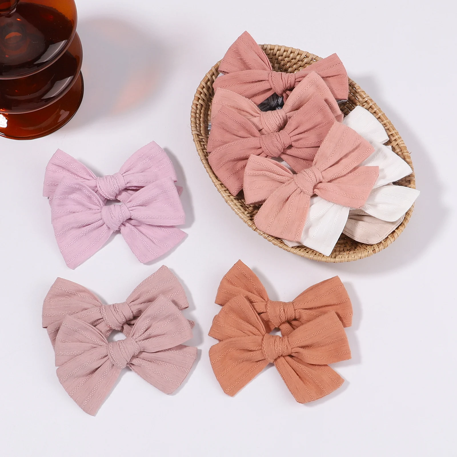 2Pcs/Set 3.55\'\' Candy Color Bowknot Hair Clips For Cute Girls Cotton Bows Clips Hairpin Barrettes Headwear Kids Hair Accessories