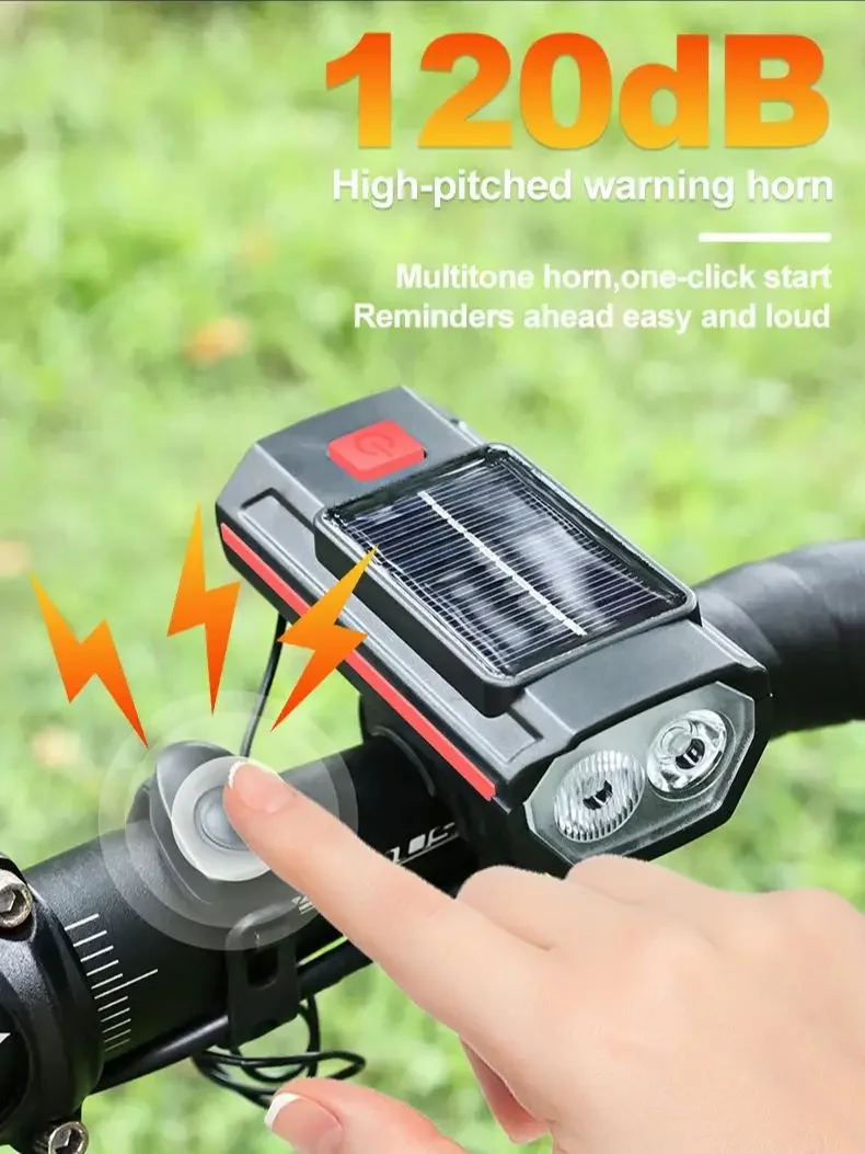 AliExpress Cycling Light Bicycle Light With 120dB Horn Type-C Rechargeable Mountain/Road Bike Front Light High-Brightness Torch 3 Modes