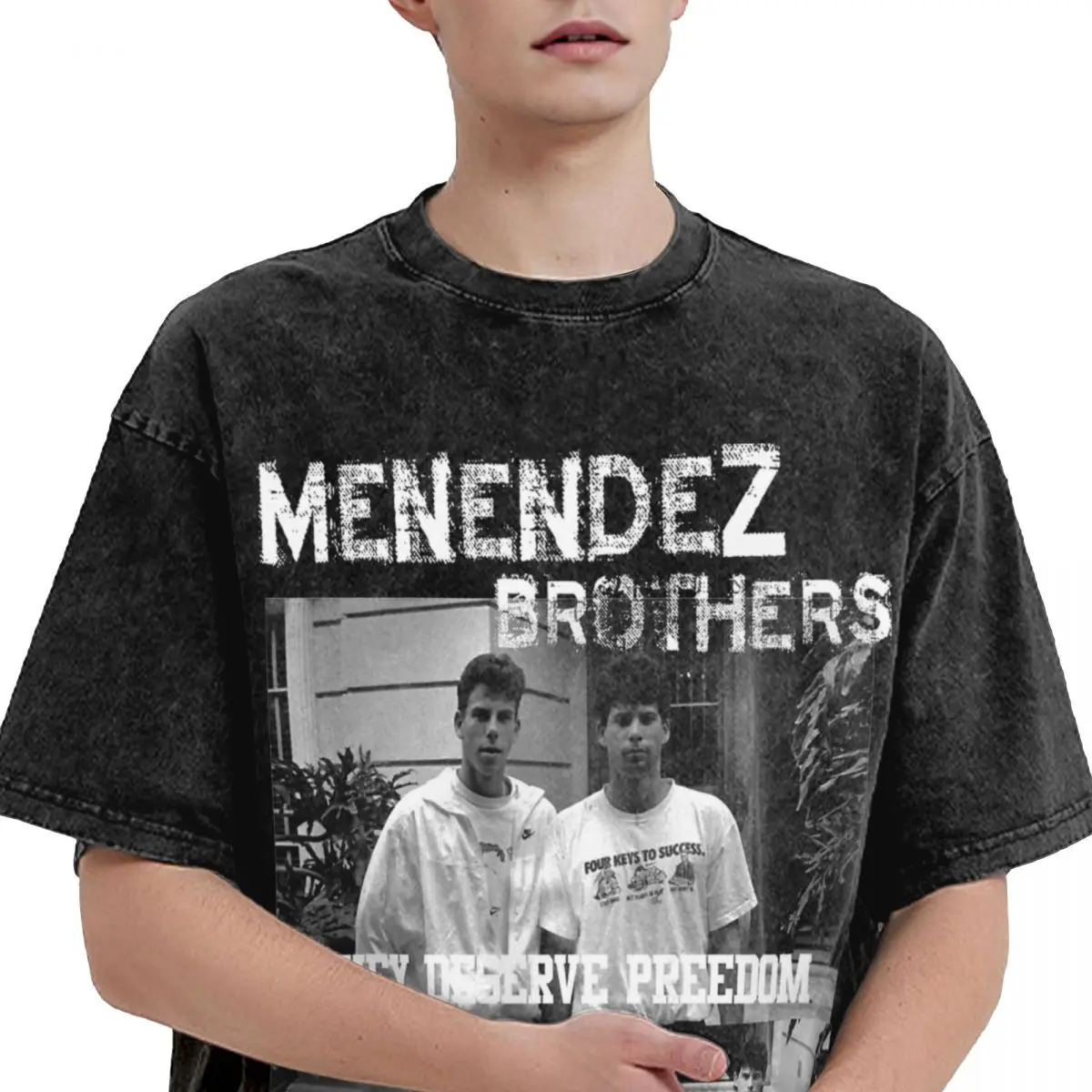 Men Women's T-Shirt Justice For The Menendez Brothers Washed T Shirts American Crime Documentary Summer Tee Shirt Casual Tops