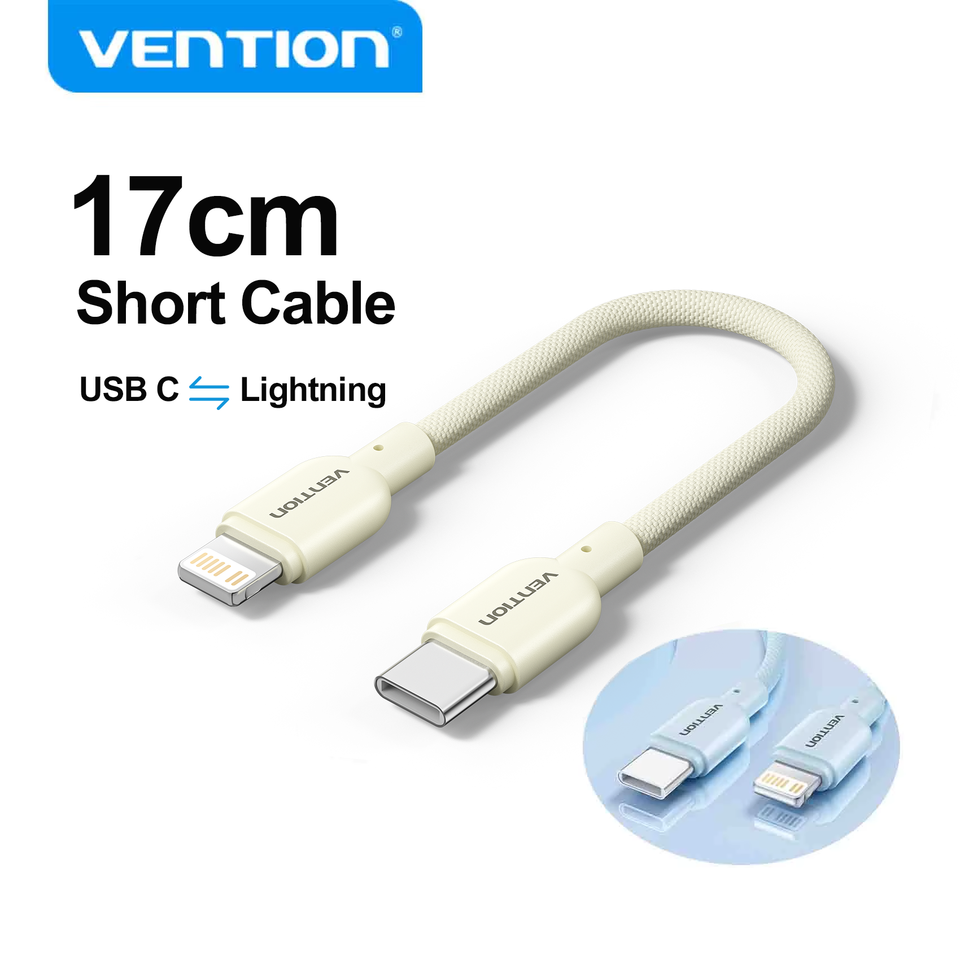  Vention Lightning Cable Short USB C Cable 3A 27W 17cm Lightning to Type C Fast Charge Cord for iPhone 14 13 12 Power Bank Wire 
