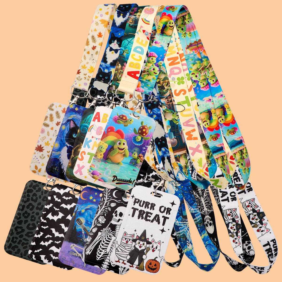 

Tortoise Credential Holder Lanyards for Key Neck Strap For Card Badge Gym Phone Straps Keyring Accessories Halloween Gifts