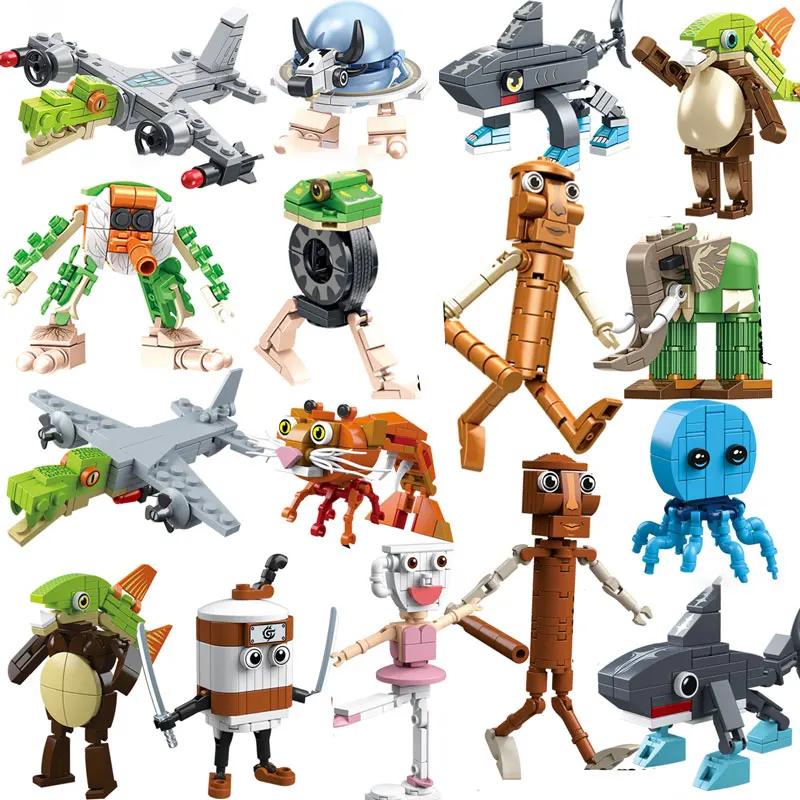 Brainrot Tung Tung Sahur أرقام Tralalero Tralala اللبنات عصا خشبية الناس الحيوانات الطوب لعب للأطفال طفل هدية #1