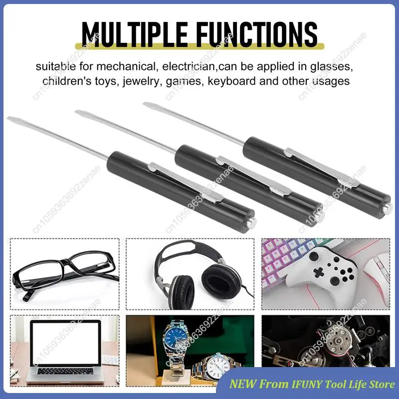 

10 Pieces Pocket Screwdriver Mini Tops And Pocket Clips Pocket Screwdriver Magnetic Slotted Pocket Screw Driver New