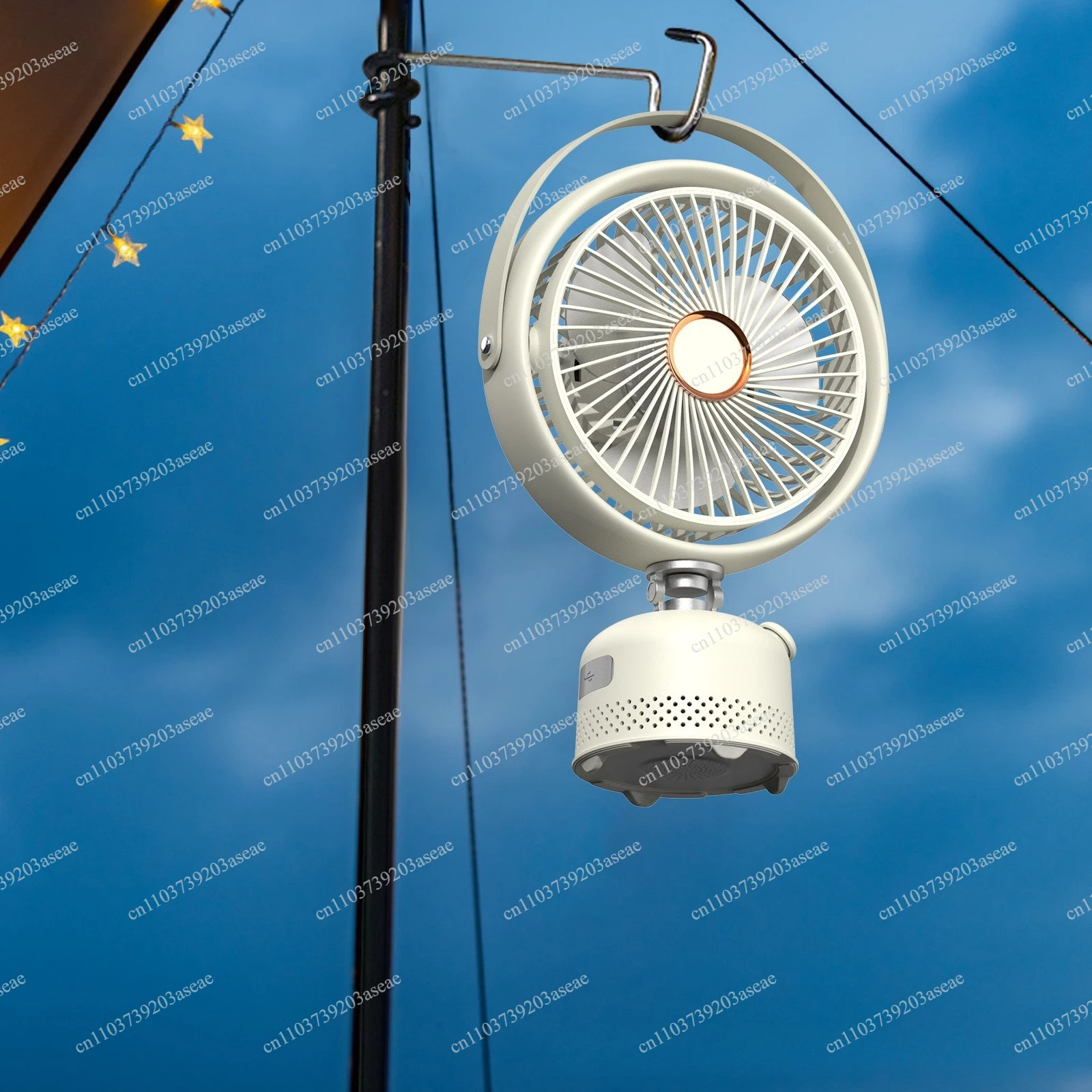 New Portable Outdoor Camping Fan Rechargeable Hangable with Bluetooth Camping Fan Light