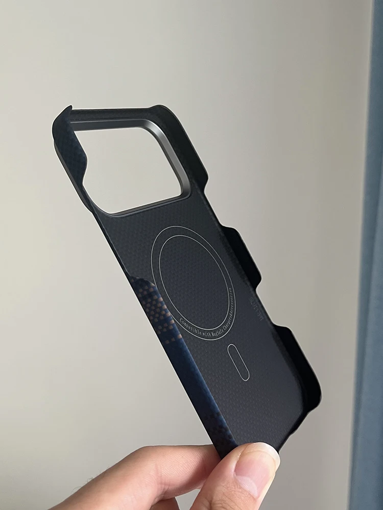 Magnetyczne etui Magsafe do iPhone'a 18 17 16 15 14 13 Pro Max z ochroną obiektywu z włókna węglowego, pokrowiec z włókna aramidowego do iPhone'a 18/17/16 Pro — zdjęcie produktu 7
