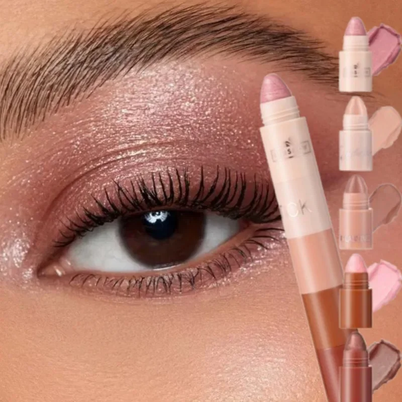 1PC Fine Shimmer, Multi-color Options, Brighten Eyes, Easy To Remove Makeup, 5-in-1 Eye Shadow Stick, Ideal Holiday Gift Series
