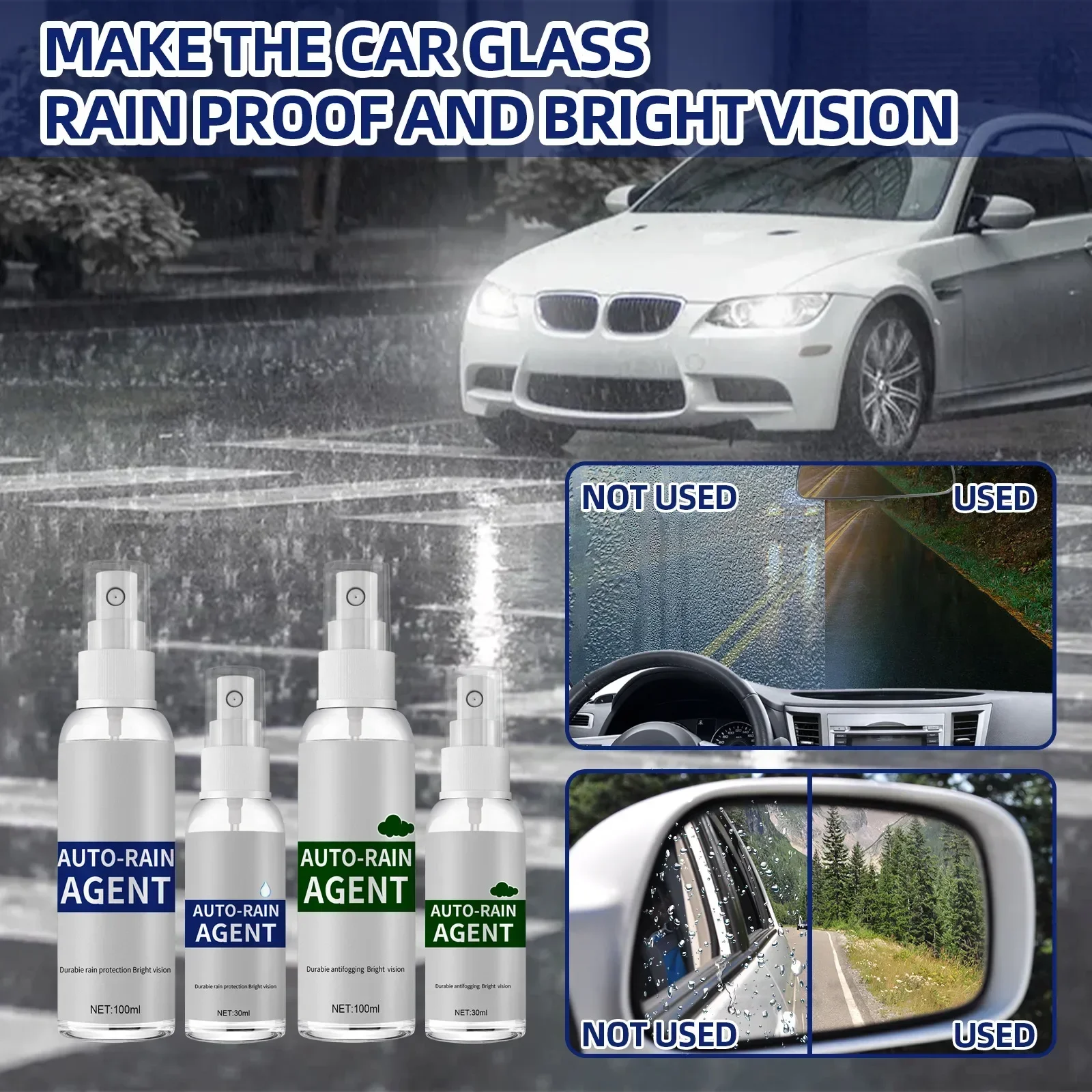 Auto Glass Film Coating Agent Waterproof Rainproof Anti-fog Spray Car Windshield Window Glass Coating Anti-fog Rainproof Agent