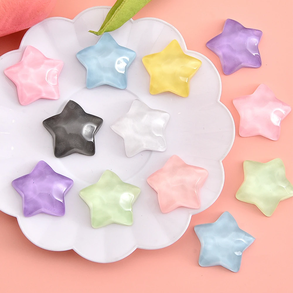 10PCS 22x22 มม.Five Pointed Star Miniature กลับเรซิ่น Cabochons สําหรับ Hairpin Scrapbooking DIY Home Decor CRAFT อุปกรณ์เสริม