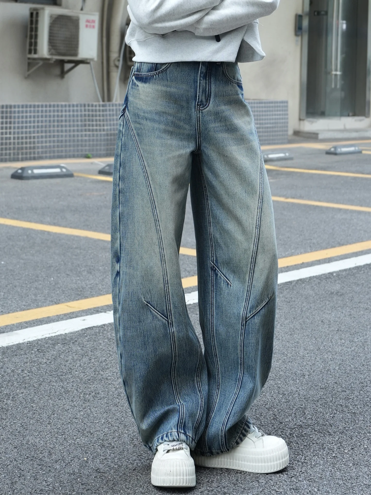 

Джинсы женские прямые с высокой талией в стиле ретро, весна-осень 2026, новая модель, большие размеры, удобные, из эластичного денима