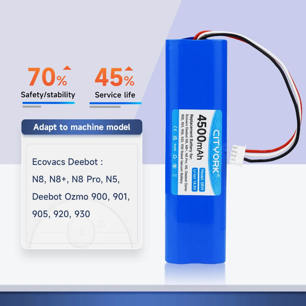 14.4V 4500mAh Sweeper Battery Smart Vacuum Cleaner Battery for Ecovacs Deebot N8 N8+ N8 Pro N5 Deebot Ozmo 900 901 905 920 930