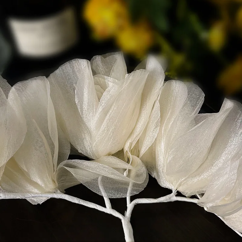 Flower Wreath Pearls Headband Leaves Hairbands Handmade Wedding Hair Accessories For Women Bride Crystal Head Jewelry image 4