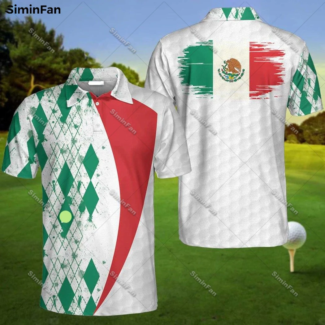 Golf Mexico Flag Men Polo Shirt 3D All Over Printed Male Lapel Tennis Tshirt Unisex Summer Short Sleeve Tee Female Casual Top-1