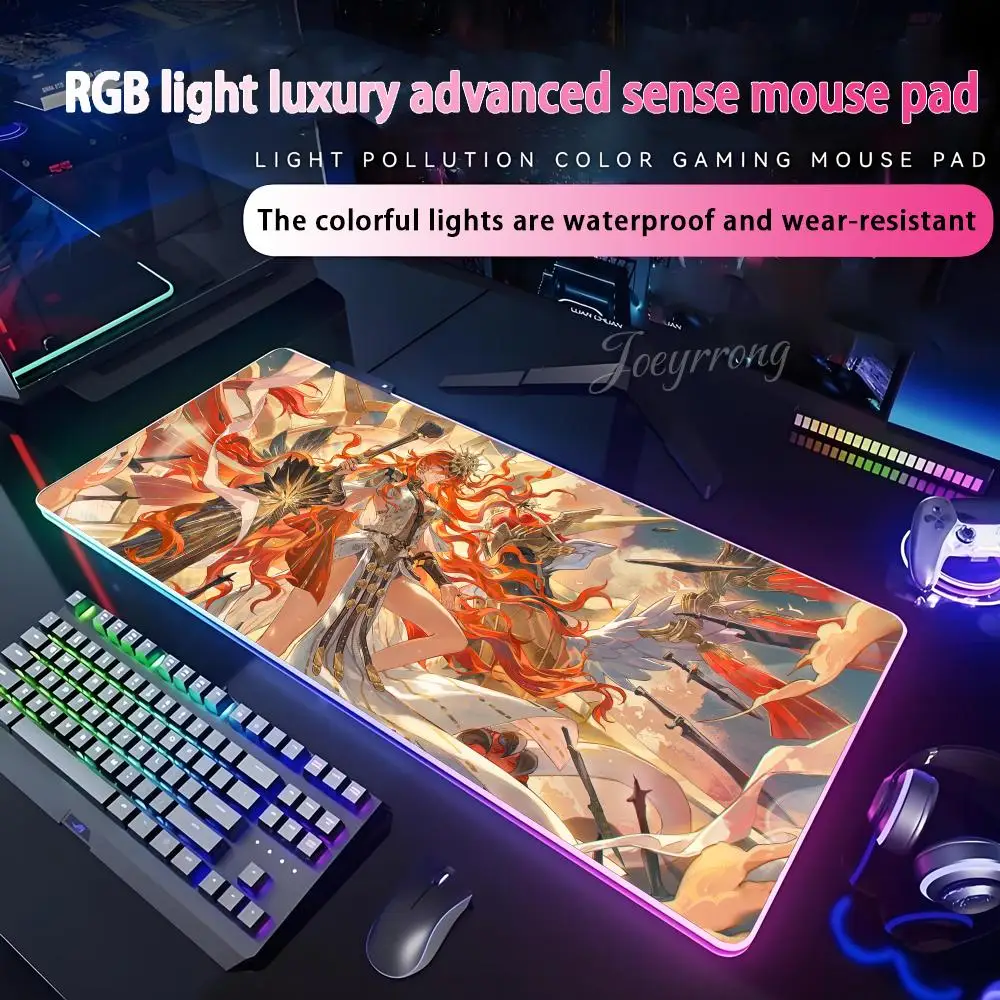 

Коврик для мыши Augusta Wuthering Waves для FPS ESports RGB расширенная игровая клавиатура светодиодные коврики большой 1000x500 мм XXL геймер