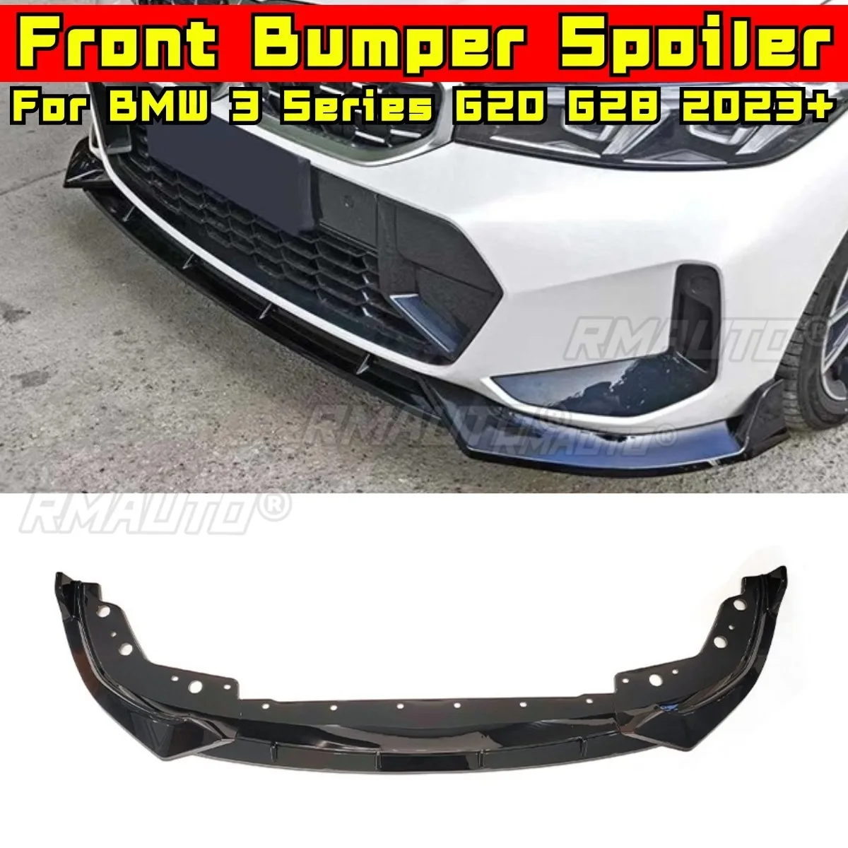 

Car Front Bumper Lip Diffuser Spoiler Glossy Black Modification Part for BMW 3 Series G20 G28 2023+ Car Accessories