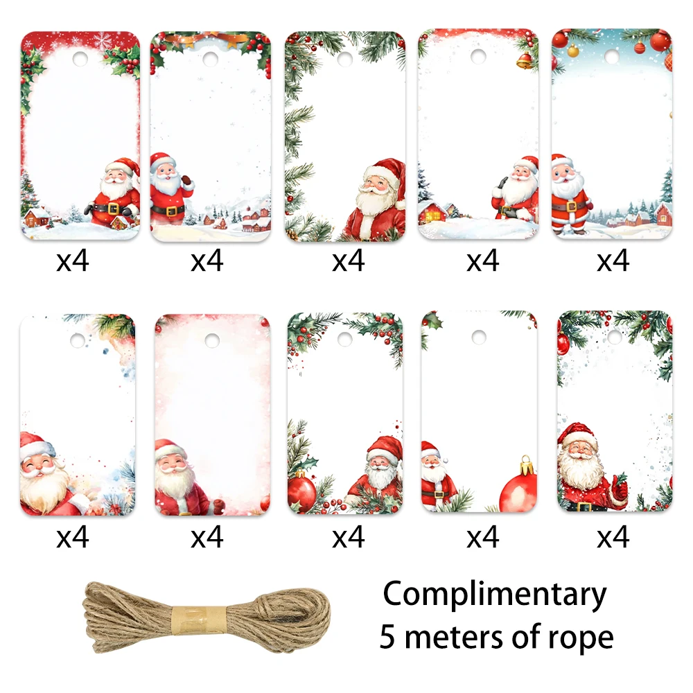 40pcs, Christmas tags, gift labels, party decorations, DIY, packaging embellishments,