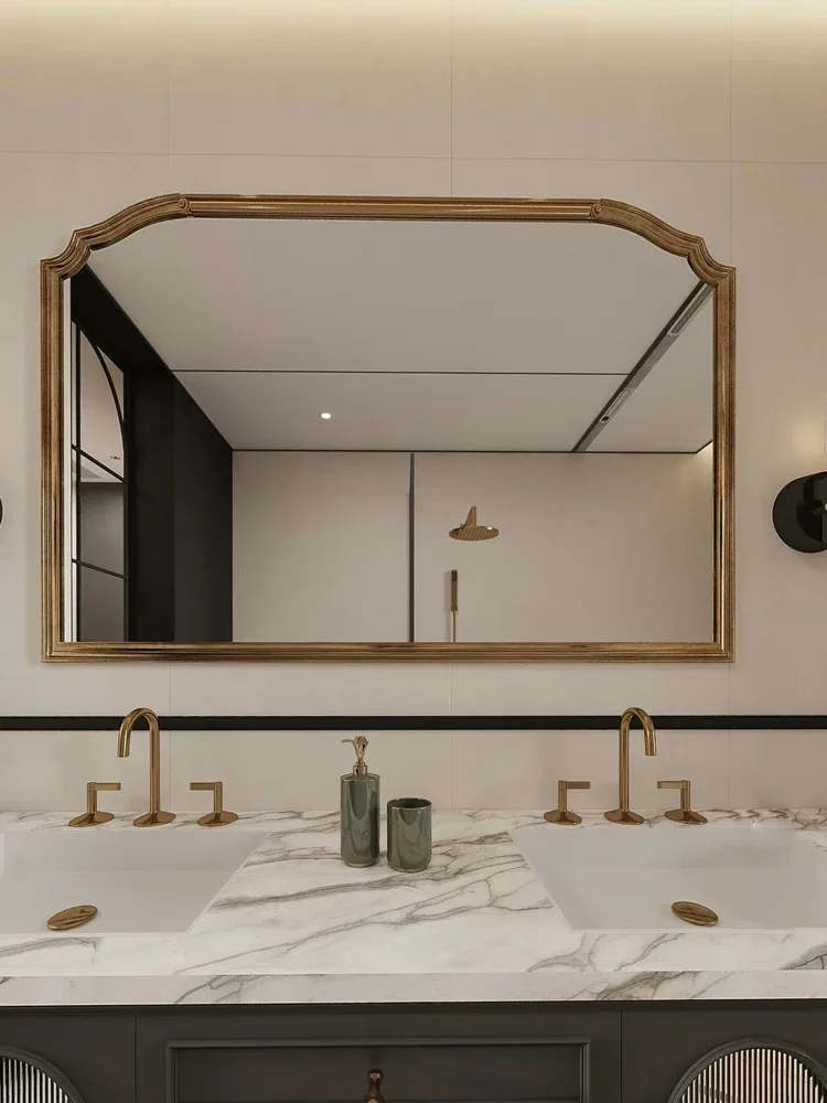 Bathroom mirror wall-mounted French retro toilet countertop