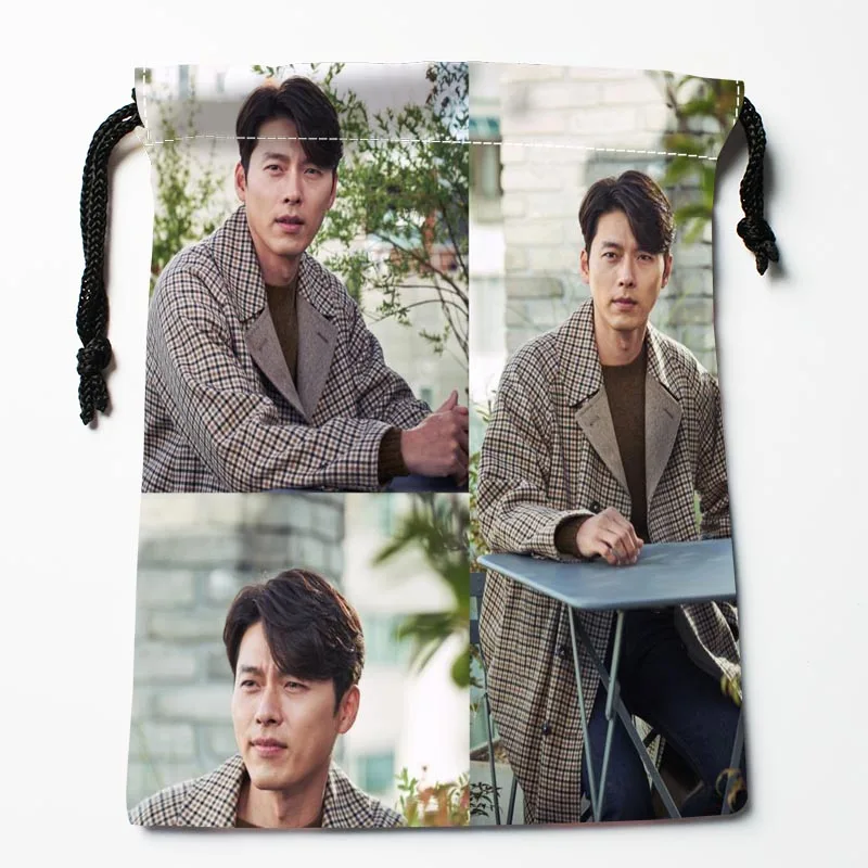 Funny Hyun Bin KPOP borse con coulisse 18 x22cm morbido tessuto di raso riutilizzabile borsa per vestiti borsa per scarpe borse 1014