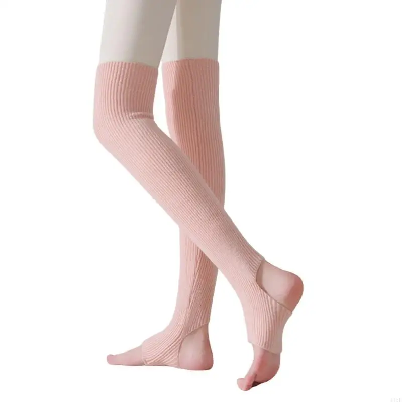 Ribbed Knitted Striped Over Knee Footless Long Boot Socks Leg Warmers Thigh High Stockings for Women Yoga Dance