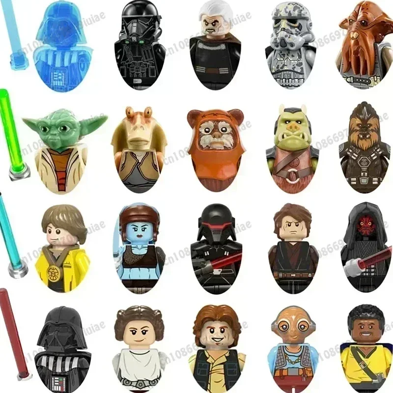 

STAR WARS Skywalker Mandalorian Han Solo C-3PO Leia Darth Vader Bbba Fett Block Mini Robot Figure Bricks Assembling Doll