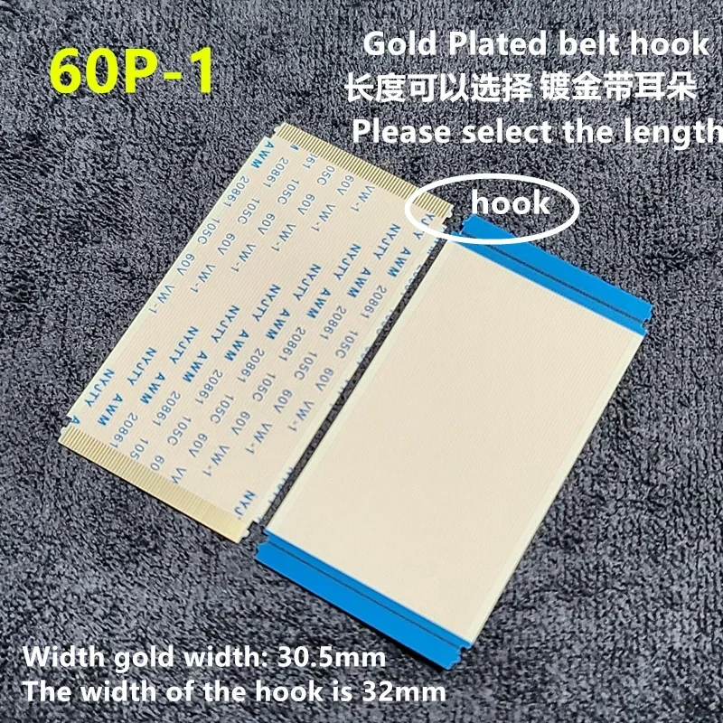 Com orelhas banhado a ouro ffc fpc cabo plano flexível awm 20706 20861 105c 60v VW-1 fio de fita tipo a 60pin/68pin 10cm-50cm 60p/68p