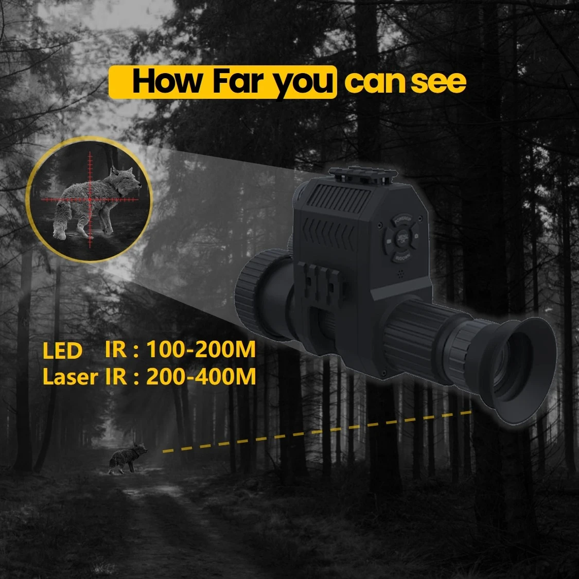 Imagem -05 - Caça Riflescope Visão Noturna Óptica Monocular Câmera Infravermelha Gravação de Vídeo Fotográfico 200400m na Escuridão Megaorei-nk007