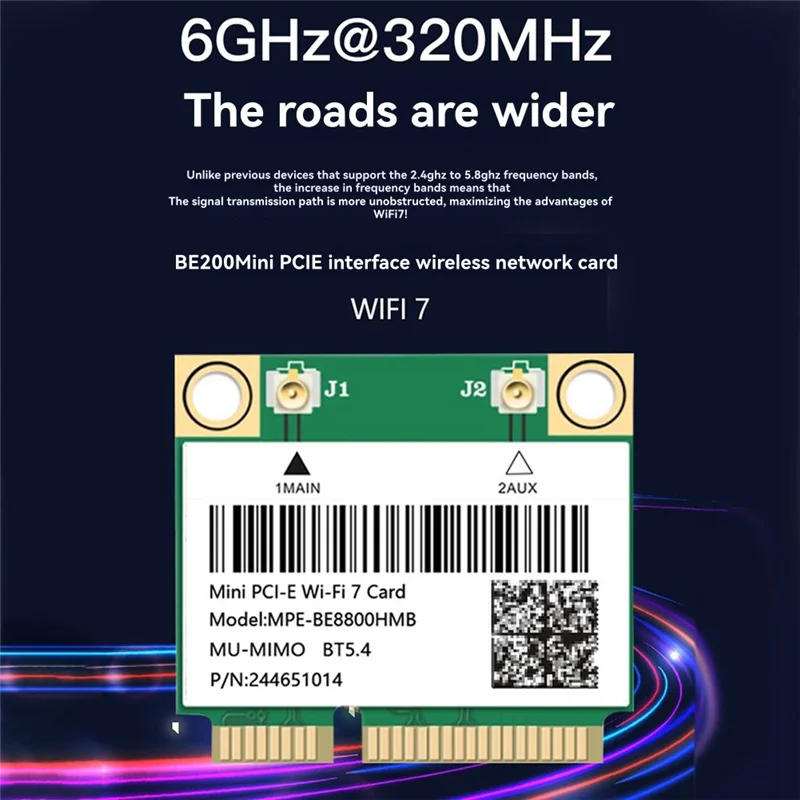 

Мини-сетевая карта Wi-Fi7 для Pcie BE200HMW BE200 AX8774 Bluetooth 5,4 Tri Band 2,4G/5G 6 ГГц Беспроводная связь для Windows 10/11