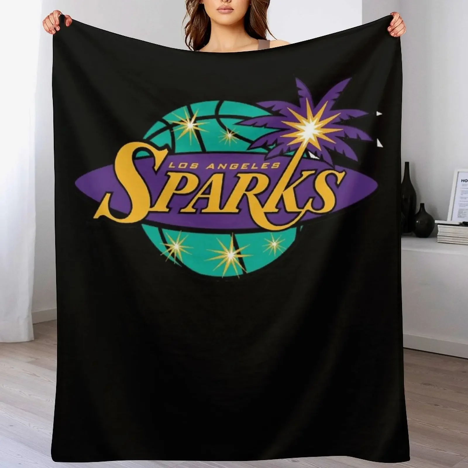 

Music Retro Los Angeles SparksFitted Scoop Christmas Throw Blanket Softest Sofa Throw Beach for sofa Blankets