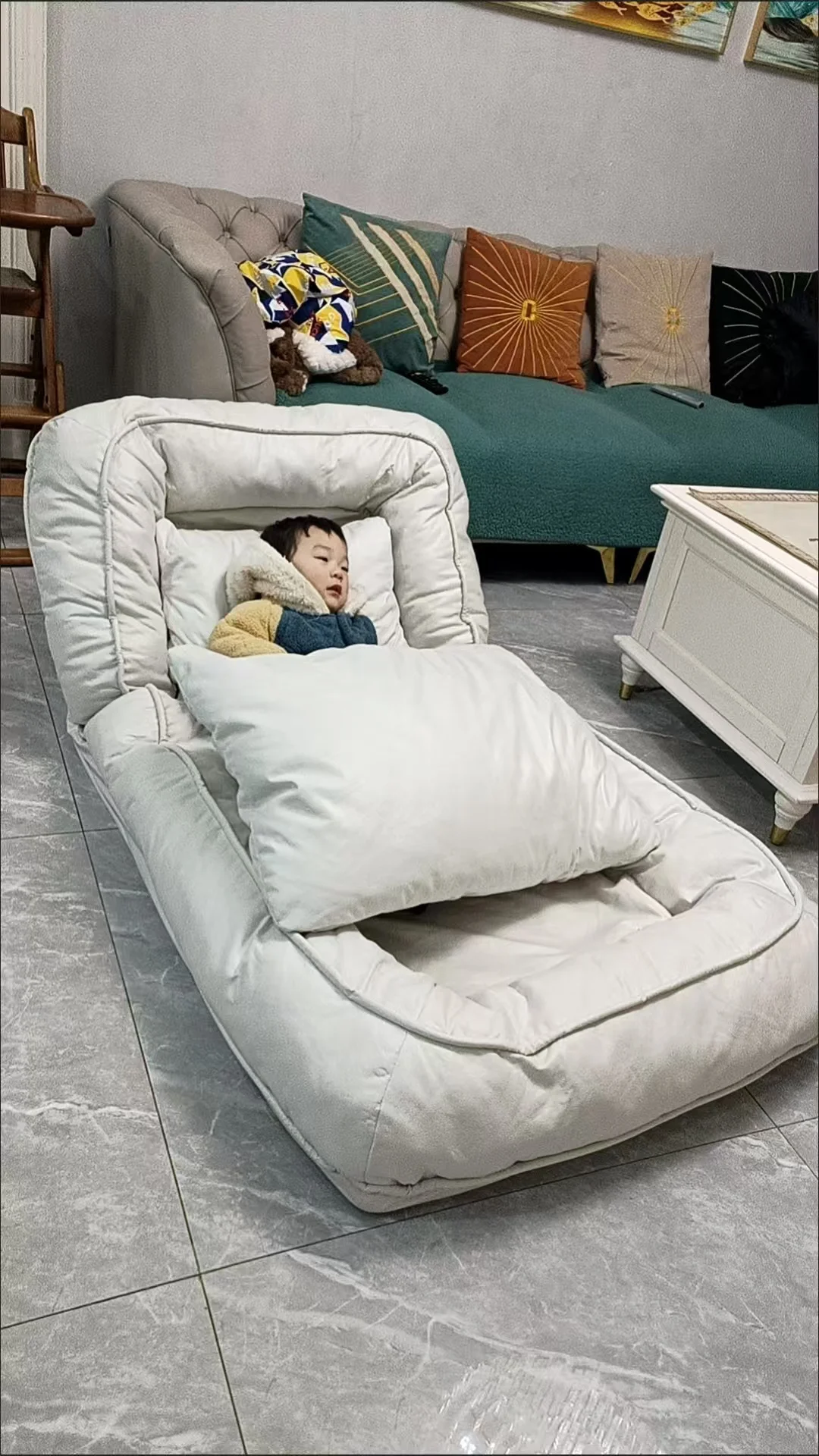Convertible Sofa Bed 3 in 1 Foldable  Multi-Angle Adjustable High Density Sponge Folding Furniture for Living Room Bedroom