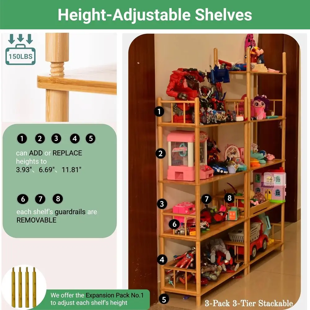 رف كتب من الخيزران قابل للتوسيع - بدون تجميع وحدات، رف من 3 طبقات من الخيزران ورف سلم، خزانة كتب صغيرة صديقة للبيئة للمنزل #5