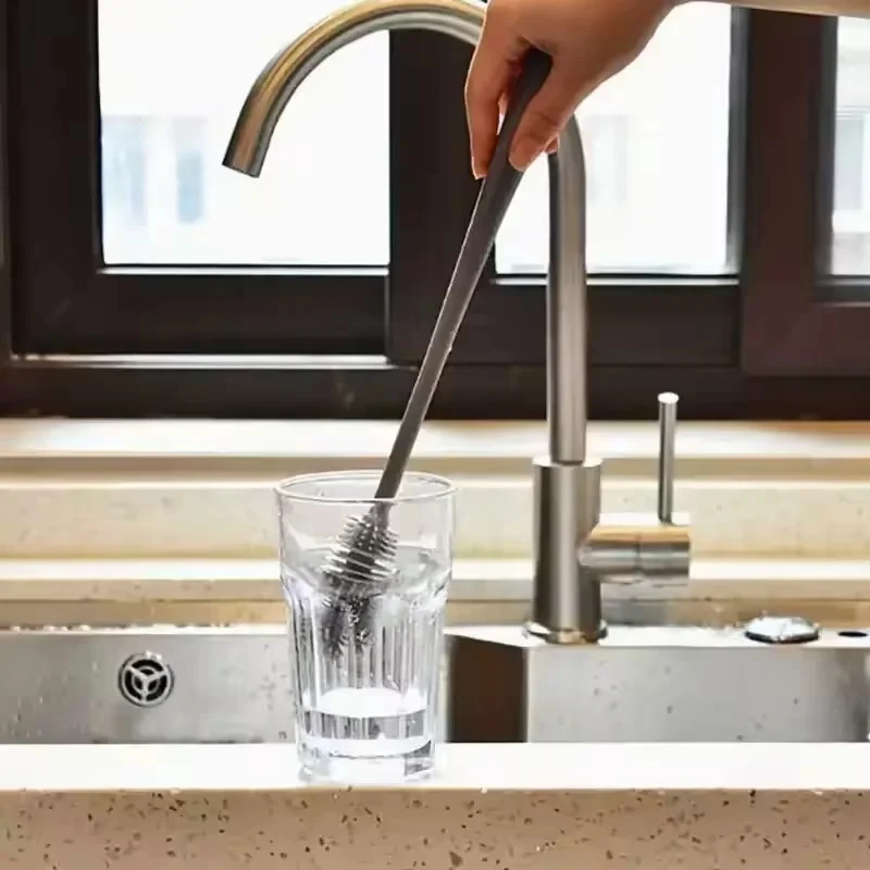 Long Handle Silicone Bottle Brush Cleaning Brush Kitchen Cleaning Cup Brush Thermos Glass Brush Cleaning Tools image 5