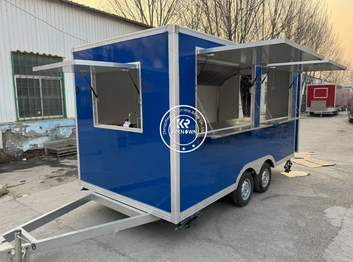 Food Concession Trailer Street Coffee Kiosk Mobile Food Truck Trailer With Kitchen Equipments Mobile Snack Truck