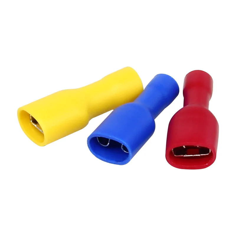 

1000PCS PVC Brass Fully Insulated Female Spade Crimp Connectors Electrical Wire Terminals wire connector