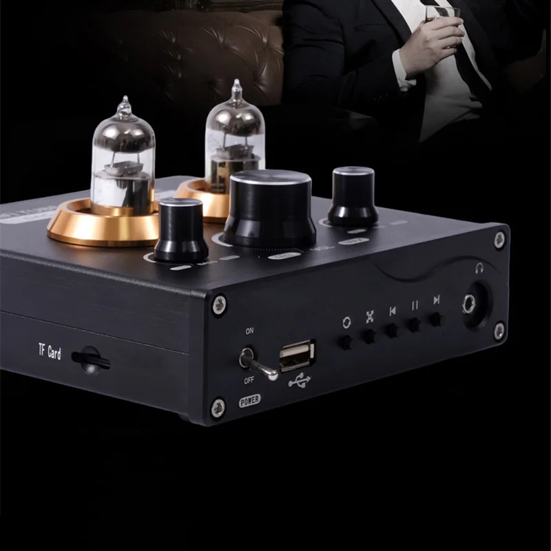 5.0 Bluetooth Sound Amplifier Vacuum Tube Preamplifier HiFi  USB TF Card Lossless Player Headphone Amp For 16-300 Ohm Headphones
