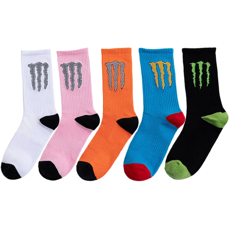 5 ペア モンスター エナジー ソックス メンズ レディース スポーツ ソックス ストリート スタイル ヒップホップ
