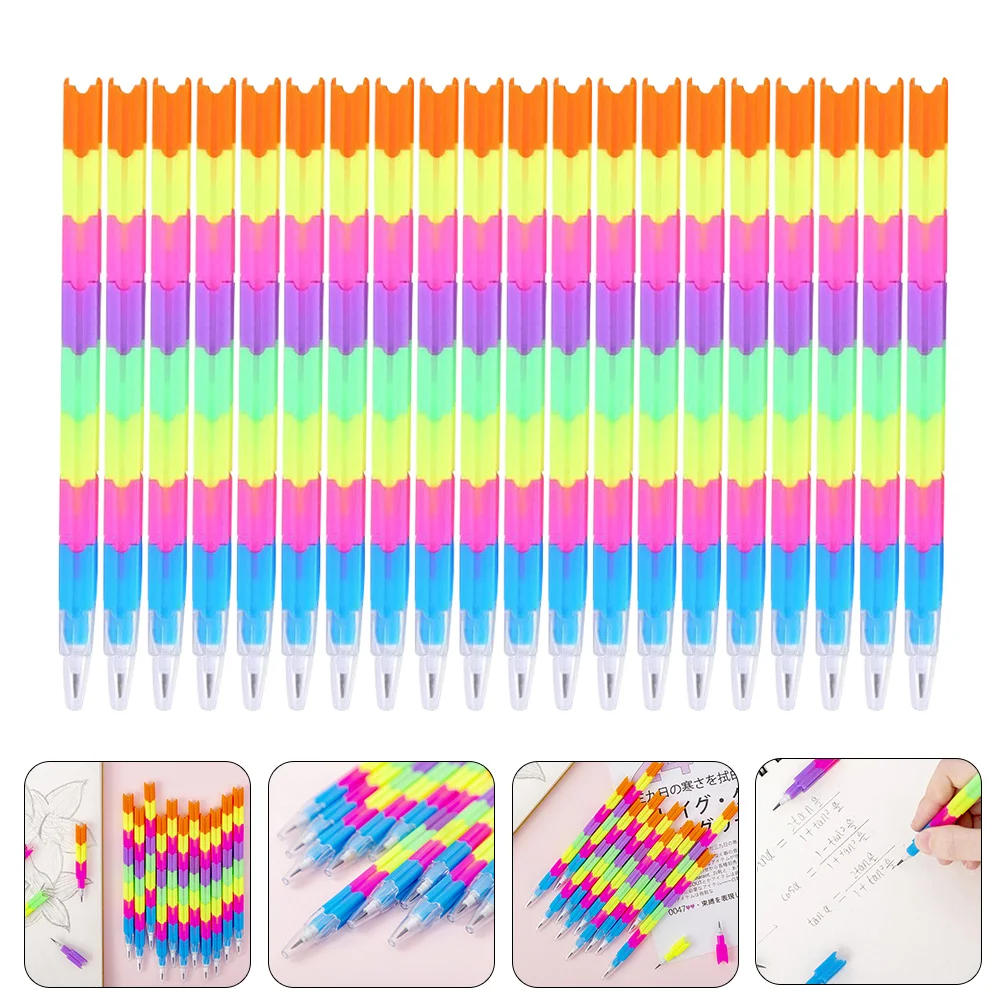 20 Pcs Colored Pencils Bright Novelty Stacking Cartoon Stackable Stitching Colorful Convenient Child Writing Flexible